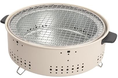 Holdes Barbecue au charbon de bois portable, barbecue au charbon de bois portable pour le camping,Petit gril avec poignée anti-brûlure - Double méthodes de cuisson, gril de table rond au charbon de