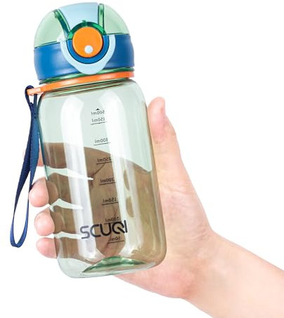 Louis Donné Kids Water Bottle For School or Travel, 14oz/ 420ml Durable Tritan Water Bottle With Pop-Up Spout Cover, BPA-FREE Tritan & Leak Proof & Safety Lock & Carry Handle