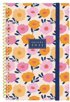 Finocam 749592925 Spiralkalender, Kollektion 2025, Woche auf 1 Seite, horizontale Darstellung Januar 2025 – Dezember 2025 (12 Monate), Gala, Französisch, Dschungel, 749592925