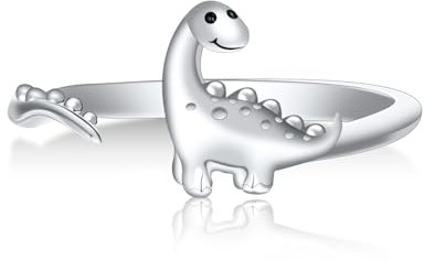 Qings Dinosaurier Ring Damen 925 Sterling Silber Niedlich Tier Offener Verstellbarer Ring für Frauen