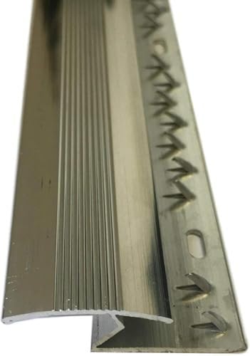 Imperial Studios Carpet to Laminate/Tile or Wood Flooring Edge - Prestige Luxury - 3ft (0.9metre) in Length - Gripper Trim Threshold Profile Strip - Z Edging Metal Door Bar- Exclusive Brushed Silver