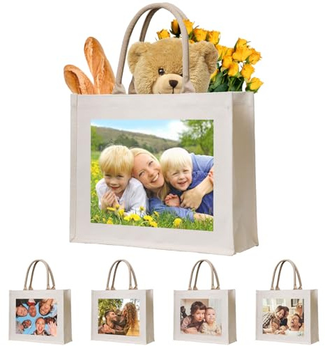 LLLGSH Personalisierte Tragetasche, Personalisierte Einkaufsstasche, Personalisierte Canvas Tragetasche Mit Foto Und Text, für Geburtstag, Hochzeit, Valentinstag, Muttertag, Geschenkidee