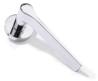 La Lourde - Poignée de Porte Marise - Alliage de Zinc Coloris Chrome - Haute Qualité - Portes Intérieures - Marque Française - Platine de Finition Ronde + Rosace à Clé