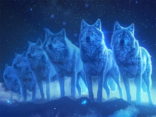 Wolf Malen Nach Zahlen Erwachsene, DIY Malen Nach Zahlen Kinder Anfänger, Malen Nach Zahlen Kunst Ölgemälde Leinwand 40x50cm, mit 3 Pinsels und Farbe Acrylfarbe, Aesthetic Room Decor, Geschenk