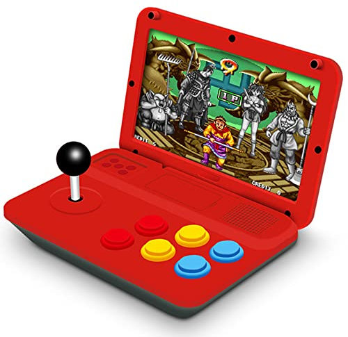 A13 Arcade Plegable Portátil con Tapa, Consola De Juegos Arcade De Escritorio De Pantalla Grande De 10 Pulgadas, 6000 Juegos Incorporados, Compatible con 10 Simuladores, Compatible con Batalla para 4