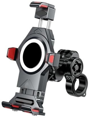 Soporte Teléfono Bici Soporte para Teléfono Resistente Al Agua Metal Antióxido Anticorrosión A Prueba Golpes Antidesprendimiento Soporte para Teléfono para Motocicleta Soporte Moto Movil(Black)