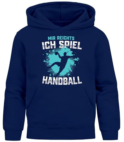 MoonWorks® Kinder Hoodie Jungen Handball Sport Hobby Spruch Mir reichts ich Spiel Handball Geschenk Handballspieler Navy 140