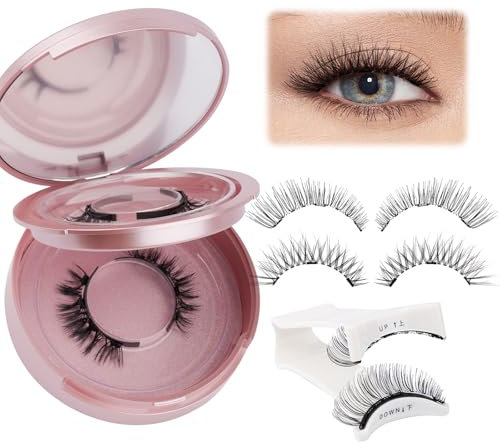 Cils Magnetique Avec Applicateur 2 Paires Réutilisable Faux Cils Magnetique Naturel Fluffy Pas De Colle Pour Les Yeux Cils Magnétiques Kit(K8+604)