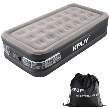 KPUY Letto ad aria per 1 persona, materasso ad aria autogonfiabile con pompa elettrica integrata, materasso gonfiabile letto per ospiti in 3 minuti, letto singolo gonfiabile per campeggio, uso
