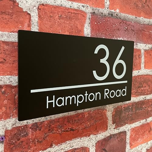 House Numbers Plaques Door Plaques Door Number For Wall House Number For Outside Floating Signs (Black Large 29x14cm)