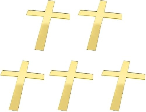 5 Stück goldene Kreuz-Acryl-Kuchenaufsätze, Spiegel-Acryl-Kuchendekoration für Hochzeit, Geburtstag, Party, Hintergrund, Kuchendekoration, Backzubehör
