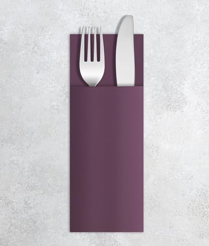 VelaHub Airlaid 50 Besteckservietten, Hochwertige, Einwegserviette, 32X40 cm, Pflaume