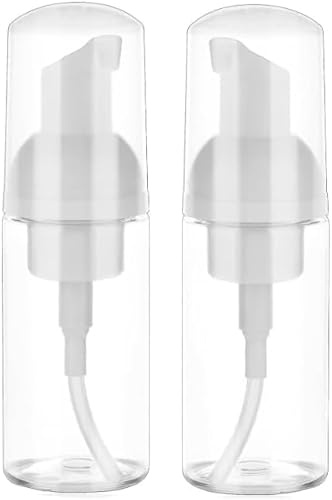 2 Packs Transparent Foam Pump Bottle Travel Small Size Mousse Foam Dispenser Mini Empty Clear Plastic Foaming Soap Dispenser Refillable Pump Containers for Skin Care 50 ml/1.7 oz Convenient to Carry