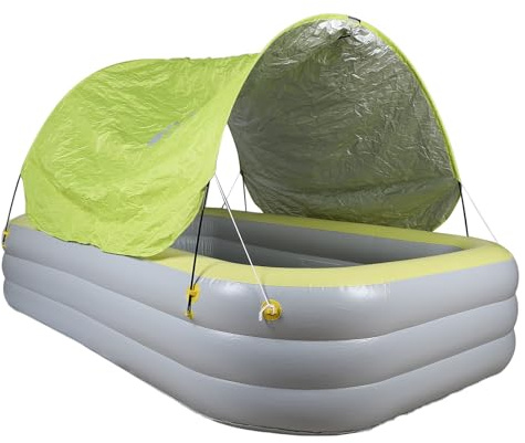 ANKROYU Piscina gonfiabile con baldacchino Famiglia Grande Famiglia Blow Up Piscina con scivolo d'acqua per adulti per bambini Giardino all'aperto 2,6 m PVC (Gialllo)