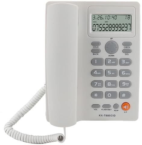 Generic Clear Sound Dual Interface Caller ID Speaker Corded Phone for Home Hotel Office Landline Home Phone (White)