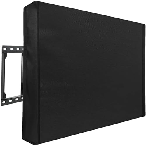 UJEDFHV Tv Abdeckung 22 To 85 Outdoor TV Cover Protect Screen Weatherproof Dust-proof High Duty Oxford 600D Black Grey Waterproof Box(Black,For TV 80-85in)