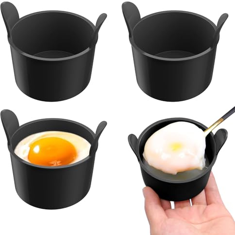 Bracconiere per uova in camicia in silicone, portauova in camicia - Stampo per tazza per bolliuova da 4 pezzi,Tazze per uova in, stampo per in per piano cottura, microonde, forno