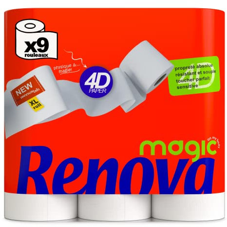 Renova Magic Toilet Paper 9 Rolls 2 ply White