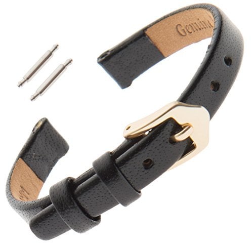 Gilden F66 Damen-Armbanduhr, flach, poliertes Leder, 6–12 mm, 6mm, Standard, Ohne Edelstein