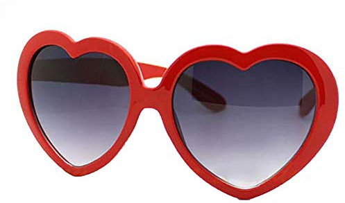 Brussels 08 Unisex-Sonnenbrille, modisch, lustig, Herzform, Kunststoffrahmen, Sonnenbrille, Geschenk für Damen und Herren, Party-Requisiten, Cosplay, Rot, rot