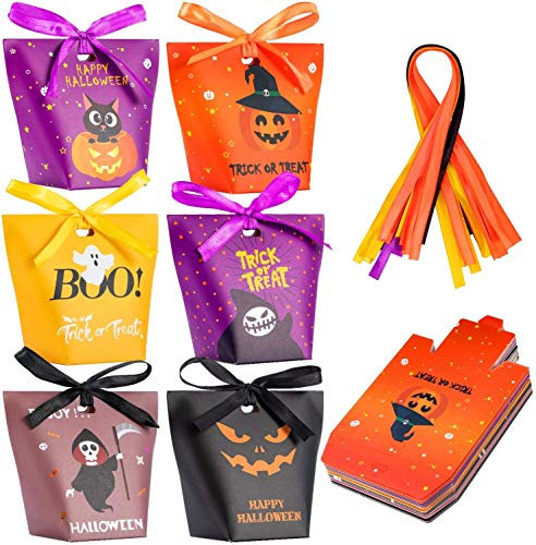 HOTSAN Halloween-Süßigkeit Taschen Behandelt Taschen, 36 Packungen Halloween-Papiertüten für Leckerbissen oder Trick & Partyzubehör, Halloween Goodie Bags für Kinder - Perfekte Halloween-Dekoration