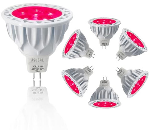 JSVSAL Paquete de 6 bombillas LED MR16 GU5.3 con base de dos pines, 5 W, equivalente a halógenos de 50 W, CA CC 12 V de bajo voltaje, focos de 40 grados para paisaje, patio, jardín, árbol, piscina,