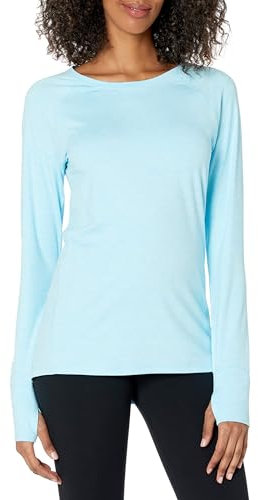 Amazon Essentials Women's Brushed Tech Stretch Long-Sleeve Crewneck Shirt (Available in Plus Size), Sky Blue, XXL