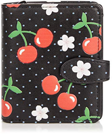 Shagwear ® Portemonnaie Geldbörse Damen Geldbeutel Mädchen Bifold Mehrfarbig Portmonee Designs: (Kirschen/Cherrys)
