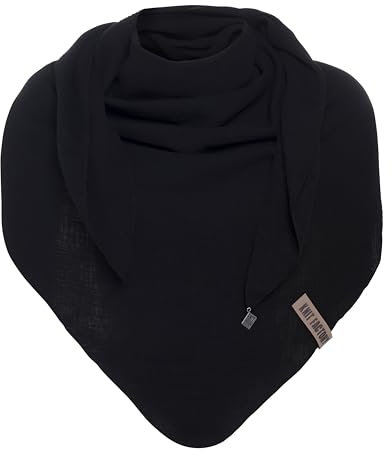 KNIT FACTORY - Liv Dreieckstuch - Tuch Schal für Damen - Weiches Musselintuch - Für Frühling und Sommer - 100% Bio-Baumwolle - Schwarz
