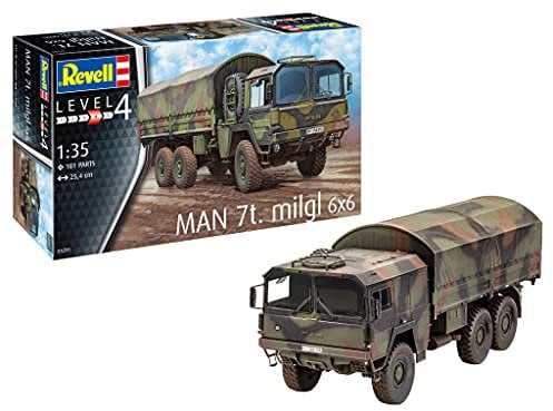 Revell Modellbausatz Man 7t milgl 6x6 I Originalgetreue Nachbildung im Maßstab 1:35 I Detailreicher Militär-LKW I Für Fortgeschrittene I Unlackiert
