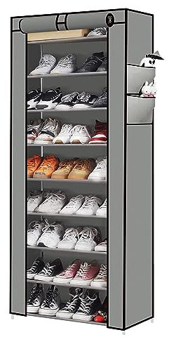 Trintion 10 Schicht Schuhregal Schuhschrank Schuhständer Schuhablage Staubdichtes für ca. 27 paar Schuhe staubdichtes Regale (58 x 28 x 160 cm) (Grau)