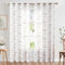 TOPICK Sheer Vorhang Voile Gardinen mit Ösen Blätter Stickerei Transparent Ösenschal Gaze Paarig Ösenschals Blatt für Wohnzimmer Schlafzimmer Stores 2er Set Gold auf Weiß H225 x B140 (cm)