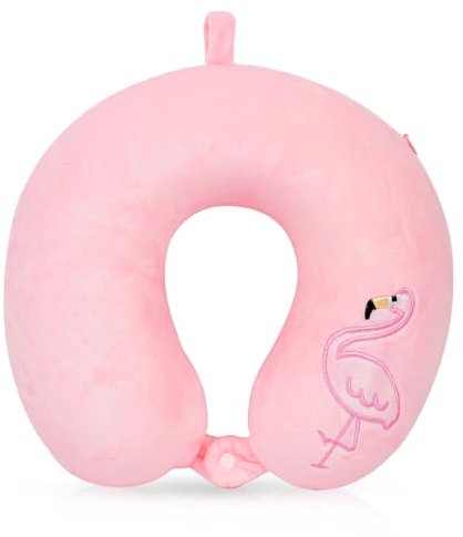Wishstar Tier Reisekissen Flamingo, Kinder Nackenkissen, Cartoon U-förmiges, Memory Schaum Nackenkissen, Stützkissen für Auto Zug Büro Heim Flugzeug für Reisen