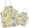FOMAISELF Leinen Eltern und Kind Kochschürze-Niedliche Eulenmuster Mama und Kinder Schürze, Mama Sohn Tochter Schürzen zum Kochen Backen Malerei Party