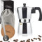 Milu Espressokocher (No Induktion) | 2, 3, 6, 9 Tassen | Aluminium Mokkakanne, Espressokanne, Espresso Maker Set inkl. Untersetzer, Löffel, Bürste (Aluminium, 6 Tassen (300ml)