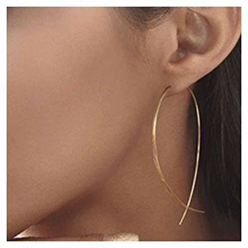 Yheakne Boho Dünne Bogen Creolen Gold Einfädler Drahtohrringe Offene Creolen Minimale Alltagsohrringe Schmuck für Frauen und Mädchen