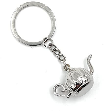 H-Customs Teapot Antique Coffee Silver Keychain Pendant