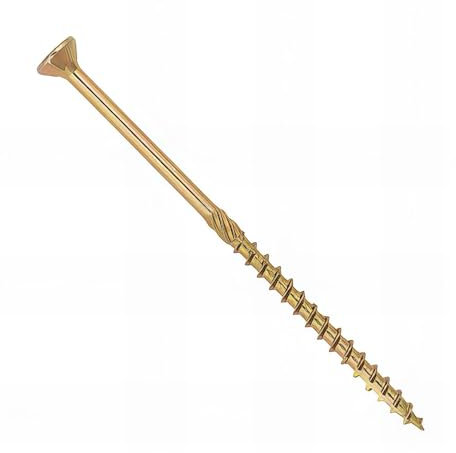 Vis bois Torx à tête plate D.6 x 140 mm - Zingué jaune - Boîte de 100 pcs