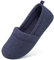 EverFoams Ladies' Memory Foam Comfort Cotton Knit House Shoes Light Weight Terry Cloth Loafer Slippers with Anti-Skid Rubber Sole, Navy Blue, 8 UK
