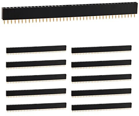 CHANZON Stiftleiste Buchsenleiste Pin Header 40 pin x 10 Stück weiblichennleisten Pins Gerade Einreihig Vergoldet 2,54 mm für PCB, Arduino Gpio, Männlichen, Maschine, Steckbrett, Elektronische