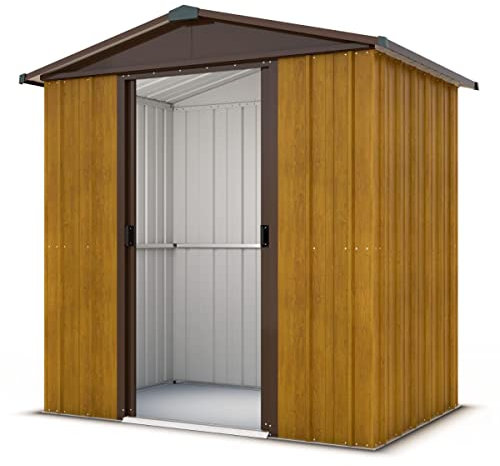 Abri De Jardin Métal 2,77m² - Marron Aspect Bois - 65WGY