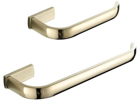 LSOAARRT 2pc Bathroom Accessories Set - Towel Ring and Toilet Roll Holder Antique Brass Wall Mounted, Brushed Bronze (Gold)