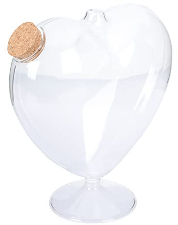 Alipis Vase Vintage De Souhaits Décorative De Paysage Transparent Pot en Forme de Coeur Verre Lid Lid en Verre Souhaitant La de D' Origine Pots De Coeur De Sable en Forme De C? Mini Bougie