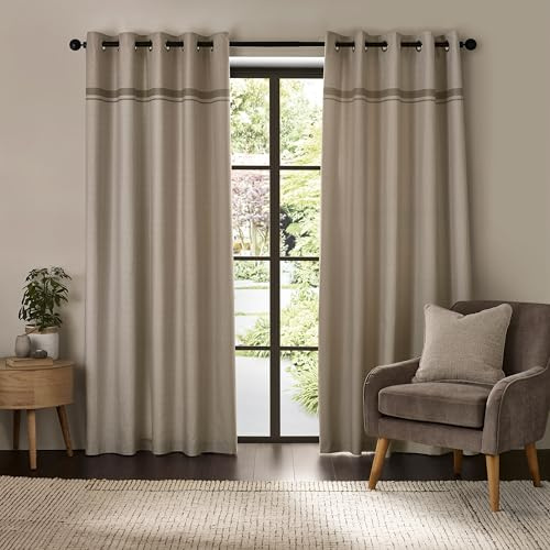 Catherine Lansfield Melville 66x54 Inch Lined Eyelet Curtains Two Panels Natural