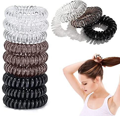 9 Stücke Dreifarbiges Telefonkabel Haargummis Set, Spiral-Haargummis Telefonkabel Haarband Pferdeschwanz-Halter, Elastische-Haargummis Haarband für Damen und Mädchen