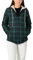 ZENTHACE Flanelljacke für Damen, Sherpa-Futter, durchgehender Reißverschluss, Kapuze, Flanell, kariert, Hemdjacke mit Seitentaschen, schwarz/schottenmuster, L