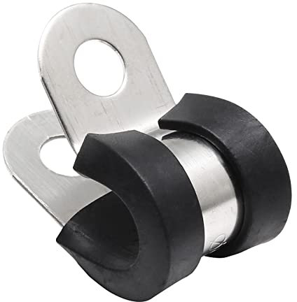 Suiwotin 20 Stück 8 mm Kabelklemmen, Edelstahldrahtklemmen, gummierte isolierte Klemme, Metallrohrschelle für Rohre, Schlauch, Verkabelung, Kabel