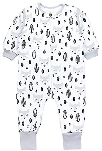 TupTam Baby Schlafsack mit Füßen und Ärmeln – Ganzjahres Schlafsack Baby 2.5 TOG, OEKO-TEX zertifiziert, Farbe: Füchse Grau, Größe: 92-98