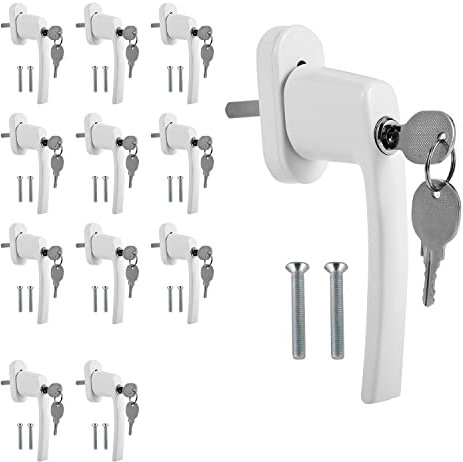 Jopassy Fenstergriff abschließbar,Aluminium 12 Stück Schloss in stiftlänge 35mm Fensterschloss Kindersicherung,leichte Montage,Fensterschloss in weiß
