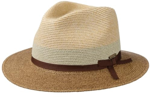 Stetson Contrast Brim Toyo Strohhut Naturfarbener Hut mit Schleife Eleganter Traveller Stil UV-Schutz Damen Herren Frühjahr Sommer
